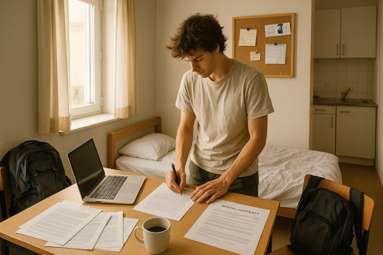 Illustration de la sous-location d’un studio étudiant en été